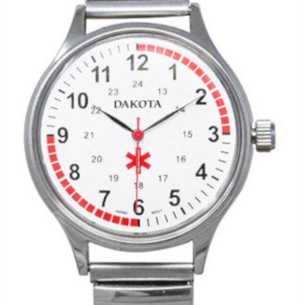 NEW! Dakota Unisex Silver Expansion Mid Size Face Watch Medical Nurse